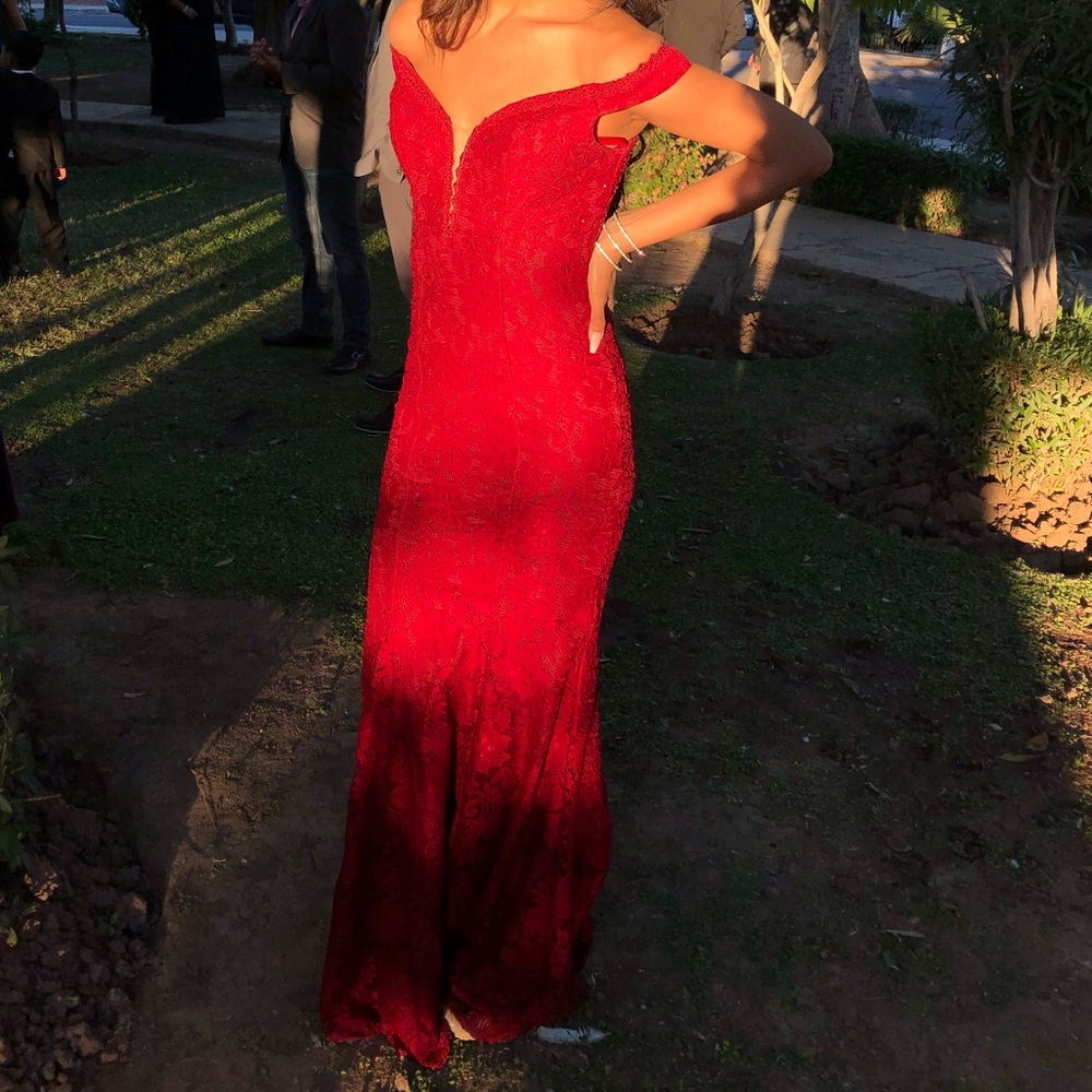 Burgundy long laced dress